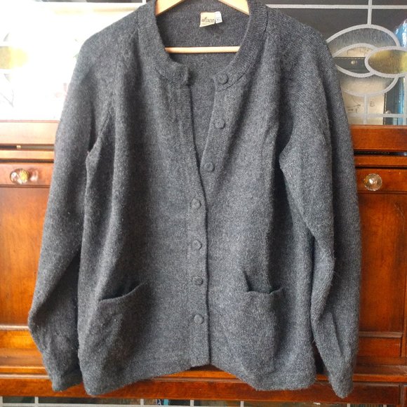 JAM ALPACA Sweaters - Exquisite 100% Alpaca Cardigan Charcoal Grey sz XL